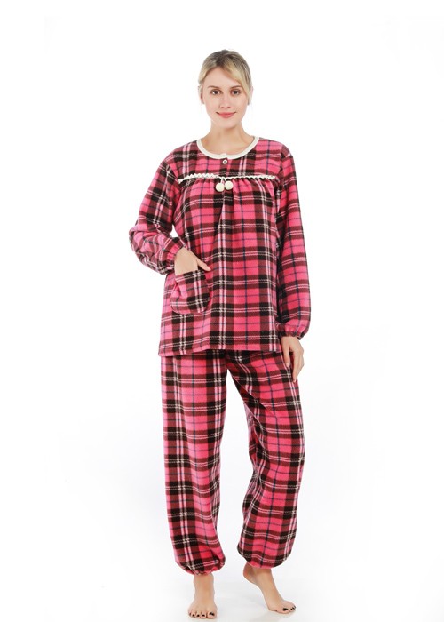 Plaid Velvet Ladies Pajamas Set